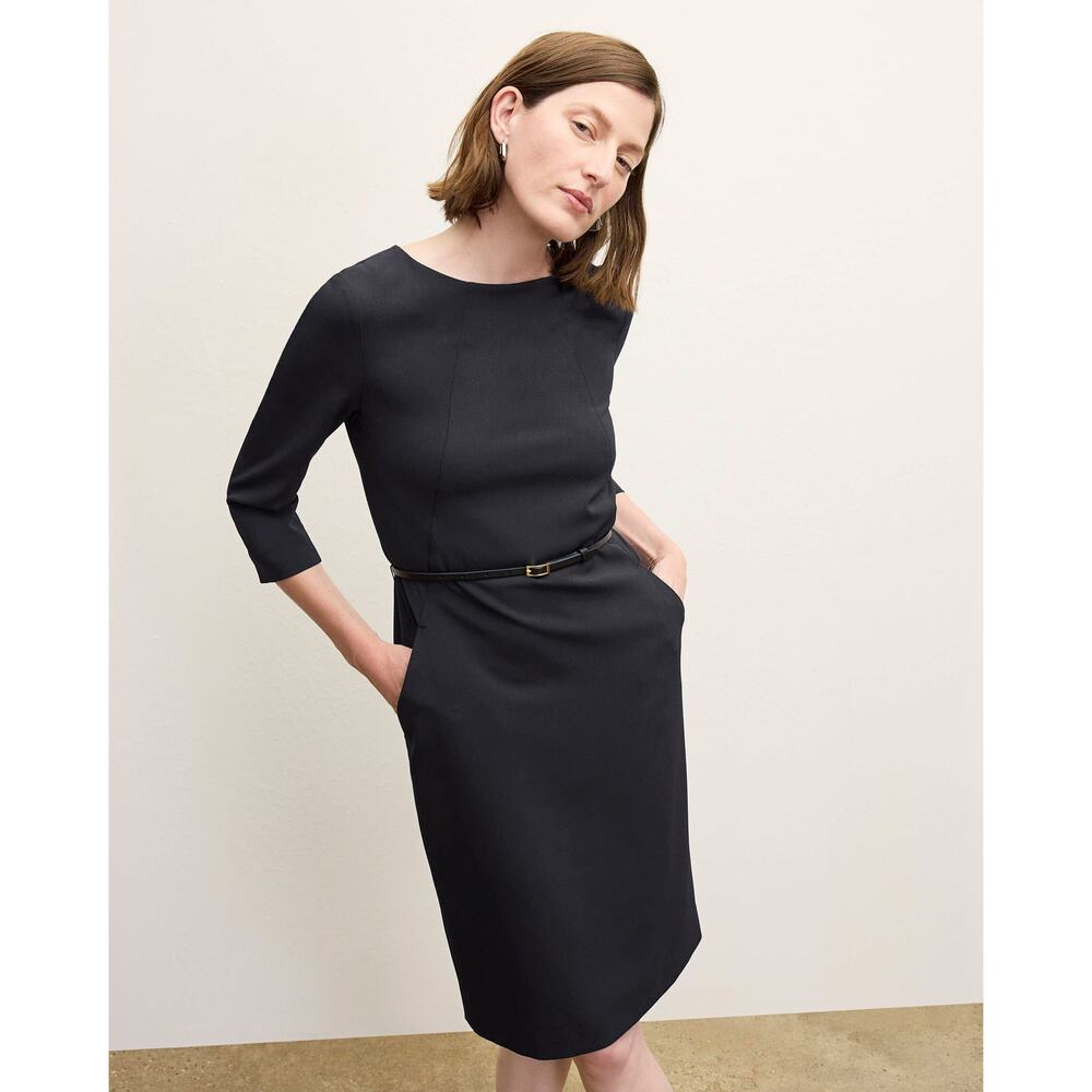 MM LaFleur Etsuko Black Sheath Dress Size 12 Belted Work Career 3/4 Sleeve NWT